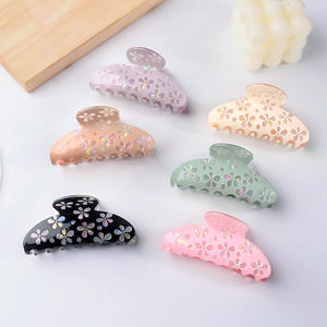 Koreanische Haar klauen Clips Geschnitzte Blumen Neues Design Hübsche Haars pange Klauen clips für Frauen Großhandel Schwarzes Haar Klaue Zubehör - Product Image 2