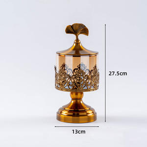 Nouveau pot de bonbons en or européen léger haute transparence en verre décoration feuille pot de stockage des aliments pot en verre de stockage de luxe avec couvercle - Product Image 5