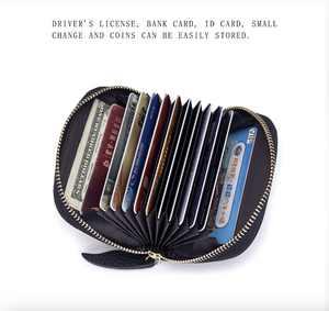 Ando Bag Genuine Cowhide Leather Cute Fox Card Holder Accordion <b>Zipper</b> <b>Wallet</b> with Multiple Card Slots - Product Image 6