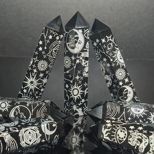 Tinh thể tự nhiên <span class=keywords><strong>Chakra</strong></span> Obsidian tháp lục giác điểm năng lượng đá quý Obsidian điểm cho trang trí nội thất - Product Image 3