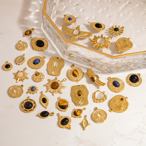 จี้สแตนเลสทรงดอกไม้ประดับหินธรรมชาติ อุปกรณ์ทำเครื่องประดับ DIY จี้แบบ Unisex ตัวเรือนแบบ Bezel Setting ผลิตที่เมืองอี้หวู่ - Product Image 1