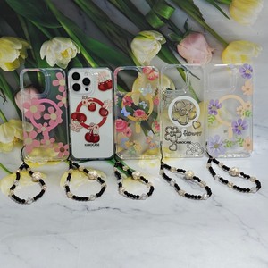 เคสโทรศัพท์ใสลายดอกไม้เชอร์รี่น่ารักพร้อมสายรัดข้อมือลูกปัดฝาครอบป้องกันโปร่งใสสำหรับ iPhone 17 PRO MAX Samsung <span class=keywords><strong>OPPO</strong></span> VIVO - Product Image 5