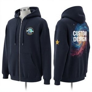 Sudadera con Capucha Verde Personalizada con Cremallera, Unisex, de Algodón y Forro Polar, Casual, con Bolsillo Frontal con Estampado de Diamantes de Imitación, Ajuste Holgado para Otoño - Product Image 1