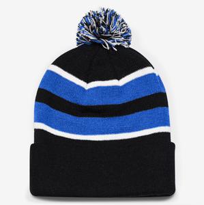 Venta al por mayor de encargo de alta calidad Unisex acrílico liso gorra a rayas 3D bordado de punto de invierno esquí Sombrero con lazo Beanie fabricante - Product Image 3
