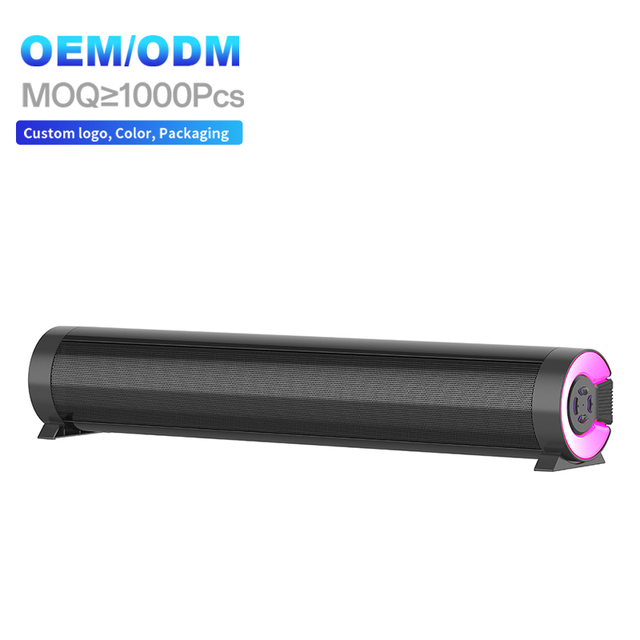 KENUO OEM Portable 10W 2.0CH TV Sound Bar RGB LED Light FM Radio Wireless Desktop Gaming Speaker Soundbar