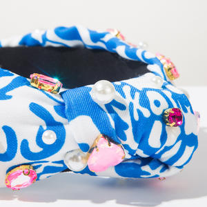 Diadema anudada teñida con diamantes de imitación en forma de corazón de cristal de lujo, accesorio para el cabello de joyería súper brillante de diamante completo de borde ancho - Product Image 6