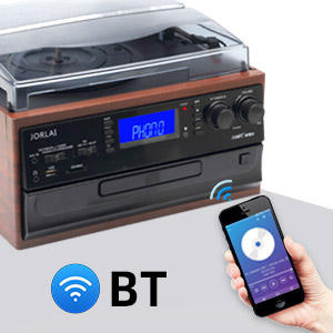 <span class=keywords><strong>Lecteur</strong></span> de disques vinyles rétro à <span class=keywords><strong>prix</strong></span> de gros, phonographe BT AM FM radio cassette CD USB SD tourne-disque avec haut-parleurs - Product Image 4