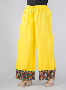 Pantalones Palazzo de Rayón Amarillo, Talla Única, Pierna Ancha, Estilo Casual Étnico, Cómodos para Uso Diario, Elegantes y Lisos - Product Image 6
