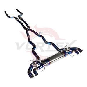 Vortex Titanium Blue High Flow <b>Exhaust</b> Conduit for BMW M760Li with Bypassed Center Drum Flamed Ports Assembly Performance - Product Image 2
