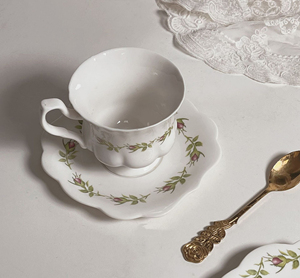 JADE British Retro Rose Porcelain <b>Cup</b> and Saucer Set 200mL Capacity Milk <b>Cup</b> Included for Home Tea Coffee or Party Use - Product Image 3