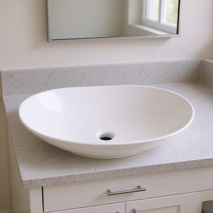 Lavabo Ovalado de Cerámica de 60 x 36 cm, Moderno, para Baño, Montado en Encimera, Acabado Brillante - Product Image 2