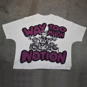 Camiseta con estampado Dtg de estilo callejero de gran tamaño personalizada Camiseta cuadrada de algodón de alta calidad unisex - Product Image 4