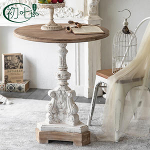 French Retro Carved <b>Round</b> <b>Table</b> Solid Wood Coffee <b>Table</b> Wedding Decor Guesthouse Cafe <b>Table</b> - Product Image 4