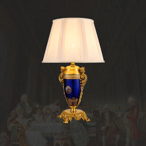 Brass <strong>Art</strong> <strong>Deco</strong> Trophy <strong>Table</strong> Lamp Fabric <strong>Lampshade</strong> French Vintage Luxury Living Room Bedroom Study <strong>Table</strong> Top Decorative Lights - Product Image 1