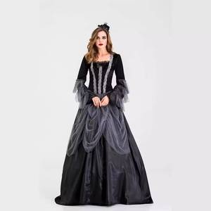 Disfraz de Bruja Terrorífica para Halloween, Vestido de Encaje Negro y Gris con Mangas Abullonadas, Estilo Noble para Baile, Actuación en Escenario - Product Image 3