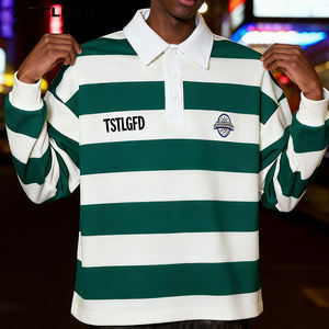 เสื้อถักแขนยาวลายทางแนวนอนขนาดใหญ่ น้ำหนักเบา ระบายอากาศได้ดี สีเขียวขาว สไตล์วาร์ซิตี้ รักบี้ พร้อมป้ายทอ - Product Image 4