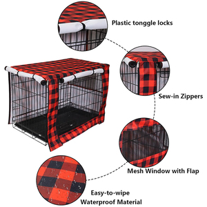 Couverture universelle pour cage de chien Couvre-cage métallique à double porte pour petits grands chiens Intérieur Extérieur Voyage Maison Couverture de chenil pour animaux de compagnie - Product Image 3