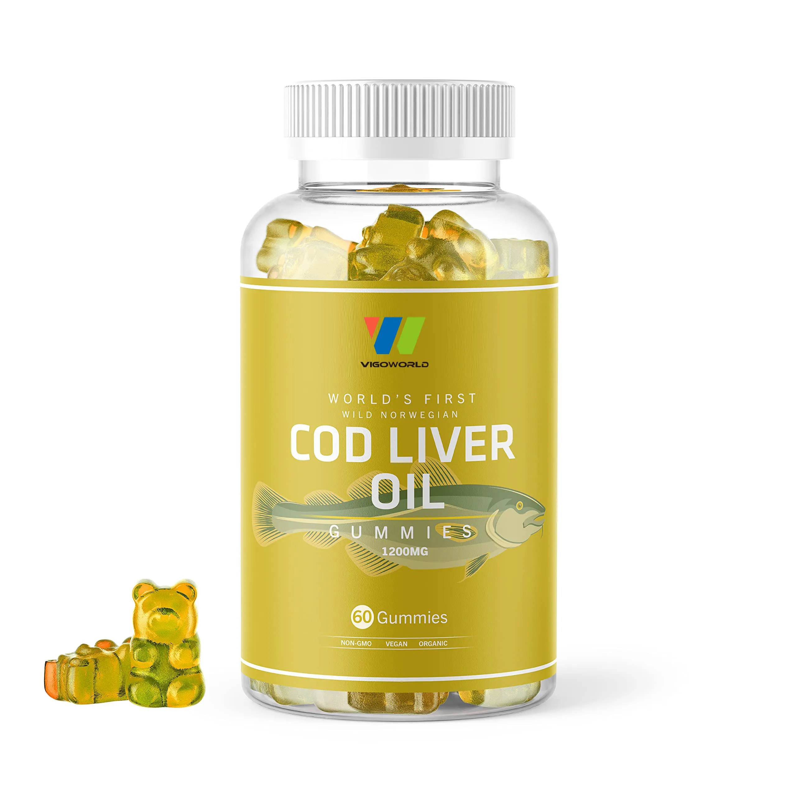 OEM العضوية Omega3 القد الكبد النفط الكالسيوم المكملات الاطفال DHA غائر غميس زيت سمك الفيتامينات A D عيون غميس