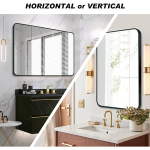 <b>30x40</b> Inch Black Metal <b>Framed</b> Rectangular Bathroom Mirror For Wall Mounting - Product Image 4