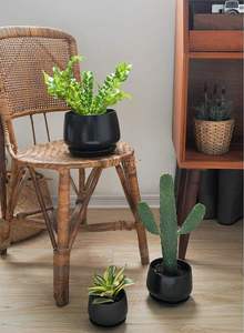 Ensemble de 3 pots de fleurs en céramique 4,1+5,1+6,5 pouces, écologiques, durables, légers, avec trou de drainage et soucoupe, pour une utilisation en intérieur/extérieur - Product Image 6