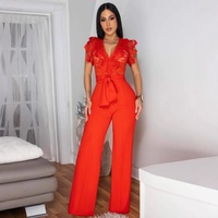 AJ4476 Combinaison de sport et fitness sans manches pour femmes, taille haute, en polyester avec empiècements en dentelle, style européen et américain, pour l'approvisionnement transfrontalier