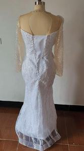 Nouvelle robe de mariée sirène africaine perlée |   Manches longues Art Déco de luxe et dentelle à motif cristallin |   Robe de soirée sirène <span class=keywords><strong>Couture</strong></span> 2025 - Product Image 5