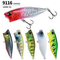 Leurre de pêche dur 6,4 cm 9g avec hameçon triple, leurres flottants bioniques 3D à 12 couleurs, leurres Popper A9116