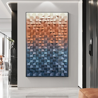 Décoration de porche d'hôtel grande mosaïque géométrique abstraite panneau sculpté en bois 3D fait à la main art mural décor en relief peinture