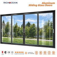 Porte coulissante en aluminium résistant aux chocs RICHOCEAN T6063 T5, insonorisée, avec verre trempé, du sol au plafond, à ouverture coulissante et levante