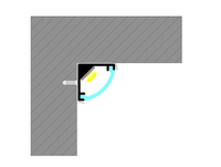 Profilé d'angle triangulaire LED YG-0808 avec diffuseur, à montage en surface, pour l'éclairage des vitrines et des étagères