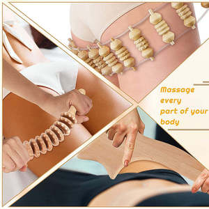 Kit de massage corporel en bois, outils de massage du dos en bois, écologiques, durables, anti-cellulite, ensemble d'outils de massage Maderoterapia - Product Image 4