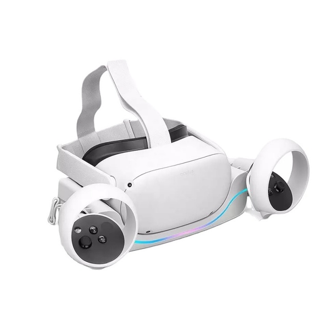 Desk Stand Wall Mount Ergonomically Designed All-in-One Charging Station Breathing Light for for 2 VR Headset White