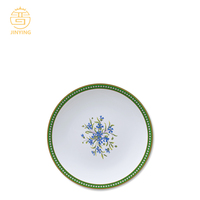 Derniers ensembles de vaisselle en céramique de luxe à motif de plantes vertes, vaisselle en porcelaine fine pour événements et traiteurs