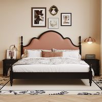 Suite de chambre contemporaine noire de style chinois en bois massif avec lit moelleux et panneau, design de mobilier moderne et écologique