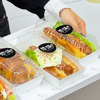 Boîte d'emballage pour hot-dogs cuits au four - Boîte rectangulaire pour pain à hot-dogs, baguette, croissant, écologique - Boîte d'emballage pour sandwichs avec fermeture adhésive