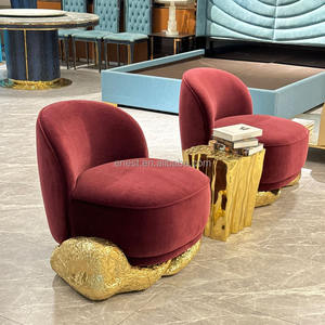 كرسي بذراعين نحاسي فاخر متين من القماش من النحاس الأصفر مع الذهب لأثاث غرف المعيشة في الفنادق والفيلات - Product Image 2