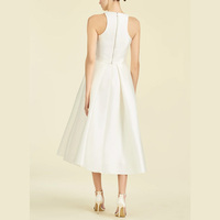 Robe de mariée mi-longue en satin blanc, sans manches, col rond, coupe trapèze, personnalisable avec logo, pour femme, vente en gros