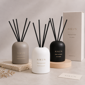 ชุดของขวัญน้ำหอมปรับอากาศ AIKUN สีเบจ ทรงกลม ทำจากเซรามิก พร้อมก้านไม้หอมสีดำ สำหรับห้องนอน ขายส่ง - Product Image 2