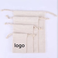 Sacs de courses réutilisables en toile de coton, sacs fourre-tout avec logo personnalisé imprimé, petits sacs en coton et lin avec cordon de serrage
