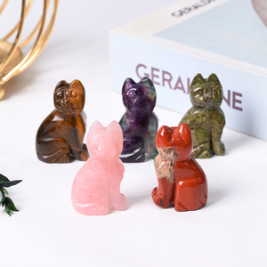 Vente en gros de sculptures d'animaux en <span class=keywords><strong>pierre</strong></span> naturelle sculptées en quartz pierres précieuses à tête de chat sculptés en cristal pour la décoration de bureau - Product Image 6
