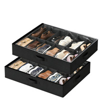 Range-chaussures pliable sous lit transfrontalier, sans installation requise, anti-poussière, organisateur de rangement pour armoire en tissu non tissé 35L