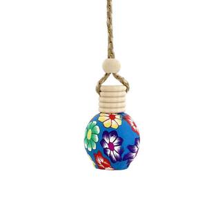 10ml Round Colorful Polymer Clay Hanging <b>Car</b> Perfume Diffuser Glass Bottle With Wood Cap - Product Image 1