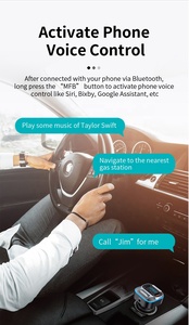 Agetinr Bộ Phụ Kiện Rảnh Tay Cho Xe Hơi T73 BT 5.0 Bộ Chuyển Đổi AUX Không Dây Bộ Phát FM Sạc Nhanh QC3.0 Type-C Máy Phát MP3 Tăng Âm Trầm Cho Xe Hơi - Product Image 3