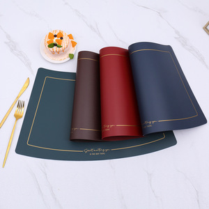 Vente en gros de sets de table en cuir écologiques de style américain en forme d'éventail, imperméables, résistants à l'huile et à la chaleur, YC-0020 Waterproo - Product Image 3