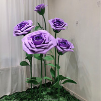 Rose géante artificielle en mousse EVA rouge faite à la main - Fleur artificielle imperméable et résistante aux UV pour la décoration de mariages en extérieur, l'affichage en centre commercial