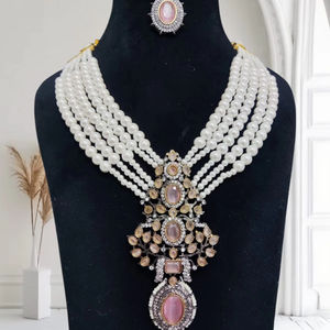 Factory Fashion <b>Crystal</b> Necklace Chunky Statement Zinc Alloy Strand Chain for Anniversary <b>Beads</b> Mala for Engagement Anniversary - Product Image 1