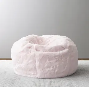 Pink Faux Fur Round Bean Bag Indoor Sofa Lounger Waterproof Bed Chair