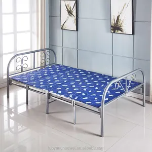 Luoyang New design collapsible portable iron foldable mattress beds metal single folding beds for adults