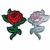 Fabricant de patchs brodés personnalisés en forme de rose, style tatouage, applique florale pour vestes, chapeaux, sacs, vêtements, vente en gros