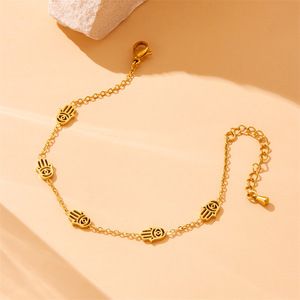 Gold Plated Stainless Steel Hamsa Hand Necklace Earrings <b>Bracelet</b> <b>Set</b> Unisex Jewelry Gift - Product Image 3